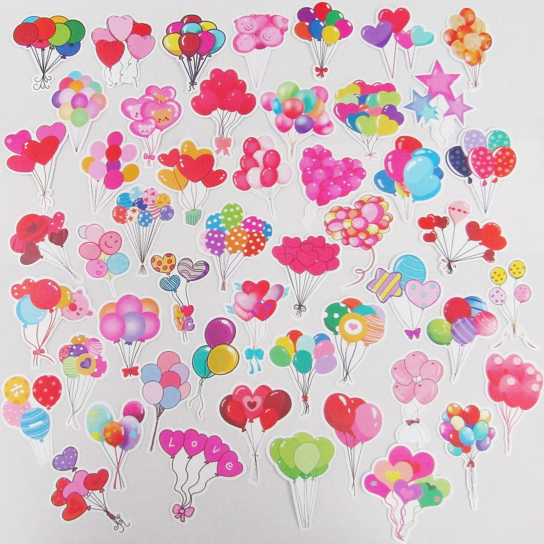 50pcs PET Birthday Balloon Sticker Bundle Scrapbooking Cards Junk ...