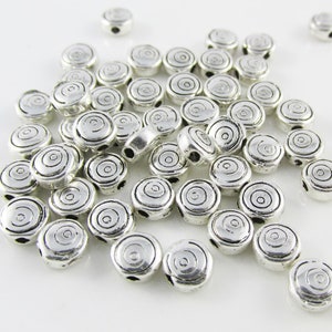 50pcs Circle Disc Spacer Beads Tibetan Style 6mm Hole 1.4mm