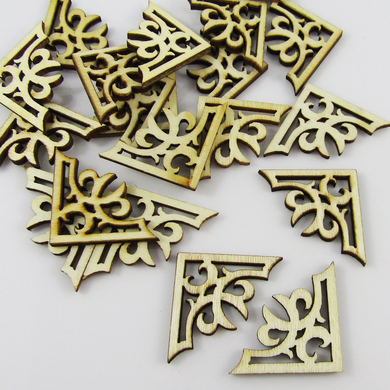 20pcs Laser Cut Wood Filigree Corner Embellishment 24x38mm Etsy