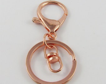 BULK Key Ring Keychain Lobster Clasp Swivel Finding Split Ring Keyring ROSE GOLD