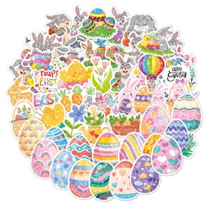 Lot de 50 autocollants Lapin de Pâques poussins et oeufs Livres scolaires Cartes Journal indésirable