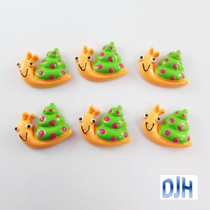 6pcs bricolage résine escargot cabochon dos plat cartes scrapbooking pinces à cheveux