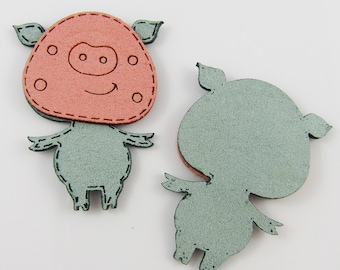 10pcs Pig Faux Suede Patch Craft Embellishment 49x37x3mm Hairclips & More