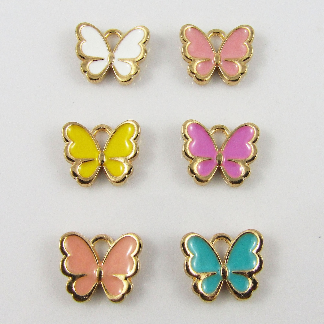 Black Color Butterfly Top Whole Metal Charms Set Of 6 main image 1