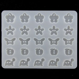 Flowers Butterfly Apple Turtle Button Silicone Casting Mould for Epoxy Resin