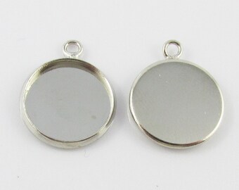Bulk Silver Tone Brass Round Cabochon Setting 17x14mm Fit 12mm Cabs Select Qty