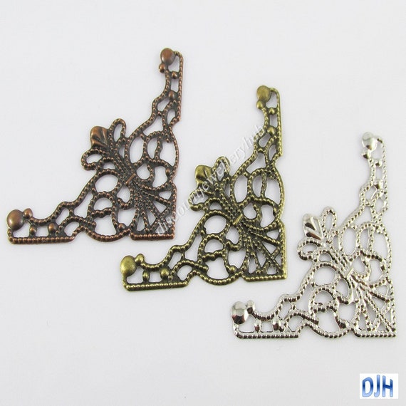 Filigree Bronze Metal Embellishments Corners Craft Supplies Journal Scrapbooking
