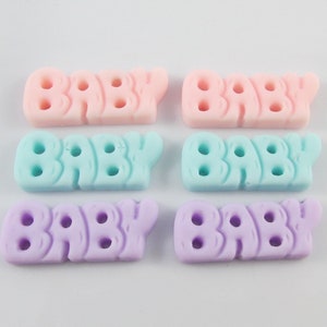 6pcs DIY Résine Baby Word Cabochon Cartes à dos plat Scrapbooking Hair Clip 29x12mm