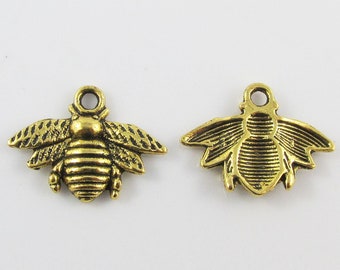 Bulk Bee Charm Pendant Honeybee Antique Gold 21x16mm Select Qty