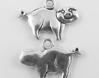 Bulk Happy Pig Charm Pendant Farm Animal 15x22mm Select Qty
