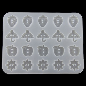 Berry Umbrella Apple Star Novelty Button Silicone Casting Mould for Epoxy Resin