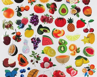 50pcs PVC Mixed Fruit Sticker Bundle Schoolbooks Journal Laptop Phone & More