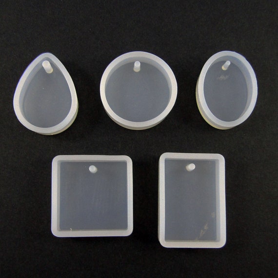 5pce Mini Geometric Pendant Shapes Silicone Casting Mould for Epoxy Resin 