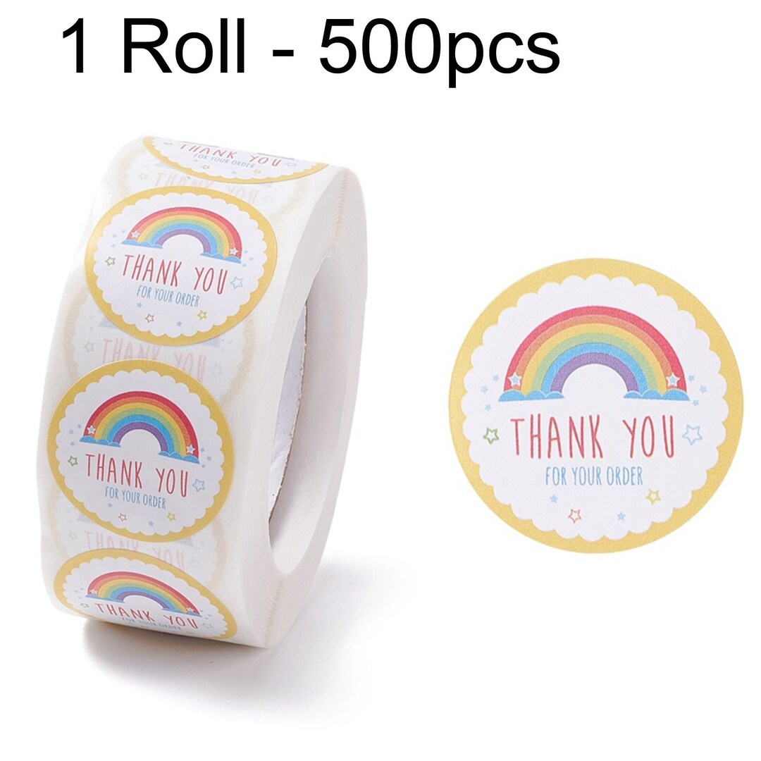 1 Roll 500pcs Thank You for Your Order Self Adhesive Paper Sticker ...