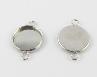 Bulk Pack of 10 Round Cabochon Connector Setting 20x14mm Fit 12mm Cabochons