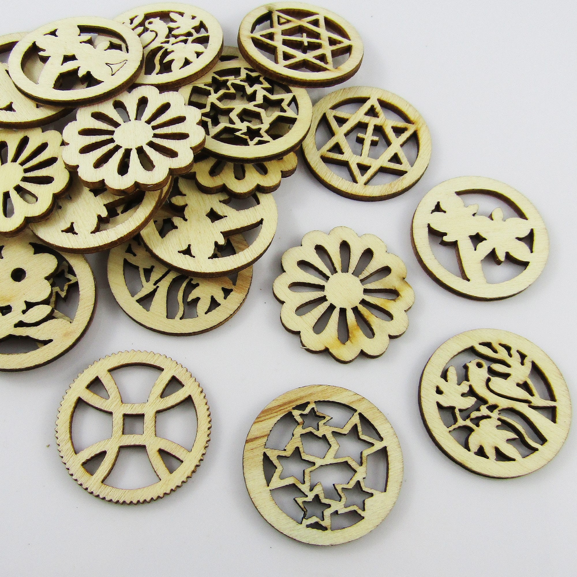 10pcs Laser Cut Wood Mixed Just Round Embellishment Etsy Australia