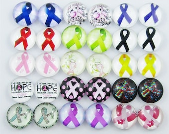 Glass Dome Awareness Ribbon Cabochon 12mm Pick 10 or 20 pieces random pairs