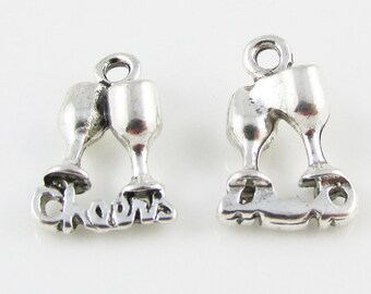 Bulk Cheers Glasses Wine Champagne Charm Pendant Select Qty