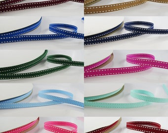 3metres Edge Stitching Grosgrain Ribbon Double Faced 9mm Select Colour