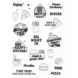 Movie Night Food Birthday Clear Stamp Silicone Rubber Scrapbooking Card Making