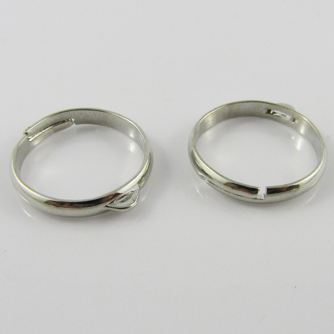 Bulk 10pce DIY Adjustable Ring Base With Charm Loop 17mm Silver - Etsy