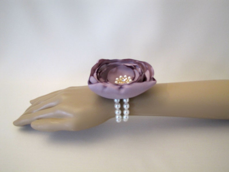 Vintage-Style Shabby Chic Keepsake Wedding Prom Rhinestone Brooch Bracelet Lilac Rose Pink Purple Mother of Bride Mauve Wrist Corsage
