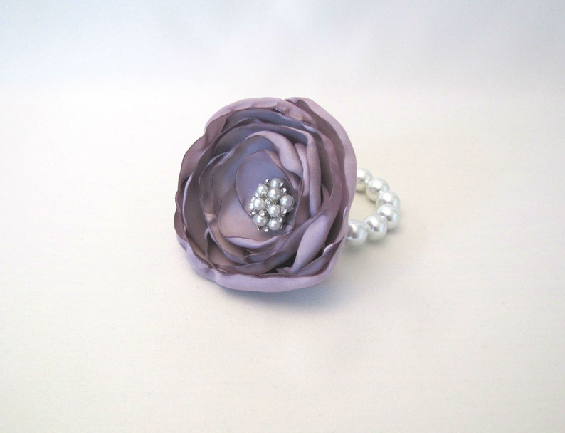 Vintage-Style Shabby Chic Keepsake Wedding Prom Rhinestone Brooch Bracelet Lilac Rose Pink Purple Mother of Bride Mauve Wrist Corsage