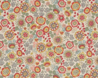 Cotton mix fabric small flowers wildflowers on natural - solid decorative fabric also as bag fabric, cushion fabric