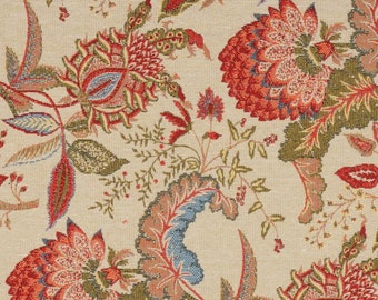 Tissu de tapisserie fleurs colorées naturelles, tissu d'ameublement floral pastel, tissu de coussin, jacquard solide