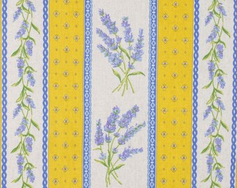 Baumwolle Stoff Lavendel Bordüre provencal Provence gelb weiß - Cretonne 160 cm
