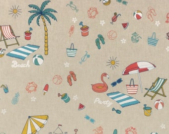 Cotton mix fabric beach holiday beach toys maritime - solid decorative fabric, as bag fabric or curtain fabric