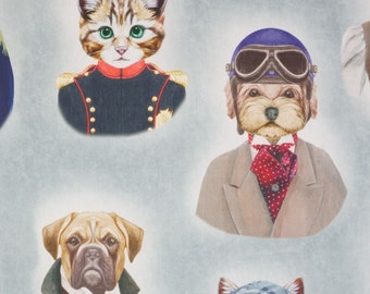 Cotton fabric solid dogs cats in uniform Churchill digital print decorative fabric cushion fabric bag fabric