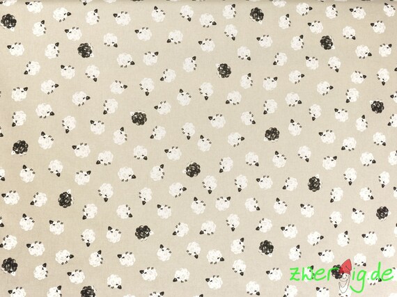 Schafe schwarz weiß natur 80/% Baumwolle Leinenoptik Canvas Stoff neu