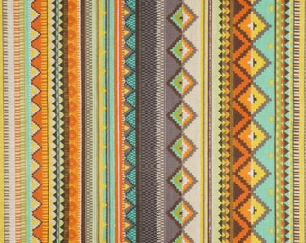 Cotton fabric Aztec ethno terracotta turquoise - cretonne 160 cm