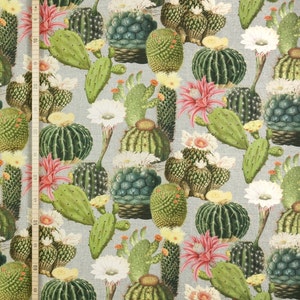 Solid cotton fabric cactus, flowering cacti pure cotton image 3