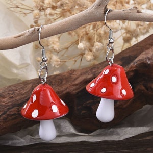 Red Mushroom Earrings/Cottage Core/ Fairy earrings/ Fairy Garden/ Fae/Witchy earrings/Tik Tok