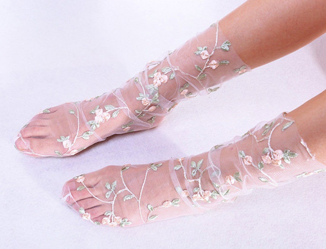 Rose Quartz Hollyhocks Tulle Socks Crystal Dawn - Etsy