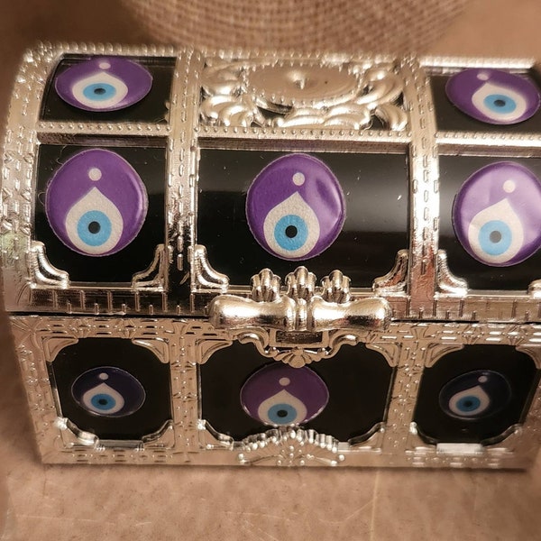 MINI Evil Eye Jewelry Box/ Storage Vessel/Spell Vessel/Sacred Storage/ Wish Box write down and store your dreams and Manifestations..Blessed