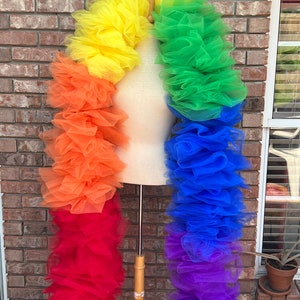 Handmade Pride Rainbow Tulle Boa – Fluffy & Fabulous Party Accessory – Drag, Pageant, Birthday or Bachelorette Glam