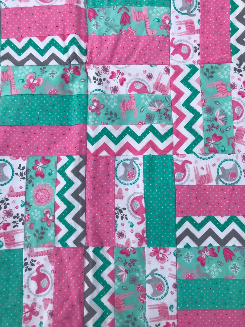 Pink and Brown Monkey Hand Made Baby Quilt