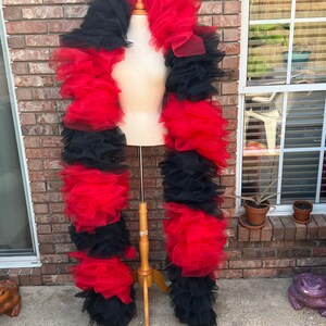 Handmade Black and Red Tulle Boa – Fluffy & Fabulous Party Accessory – Drag, Pageant, Birthday or Bachelorette Glam