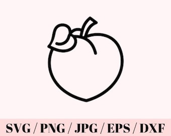 Peach SVG Cut File, .svg .png .jpg .dxf .psdCricut Cut Files