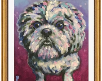 Shitzshu- Pet Portrait Painting, Print, color, art, artwork, home, office, decor, wall art, figurative, abstract