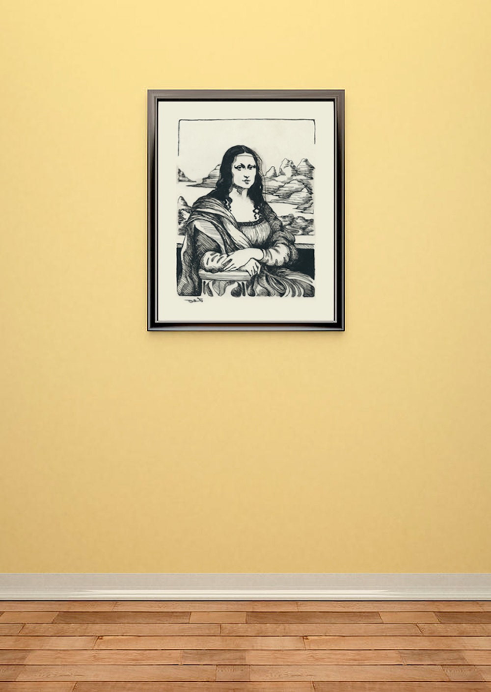Mona Lisa - Black and White, Print, Color, Drawing