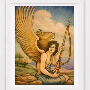 Angel Gabriel - Oil Painting, Fine Art Signed Print, color, canvas, male, figurative, portrait, artwork, home, office, decor, wall art