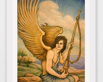 Angel Gabriel - Oil Painting, Fine Art Signed Print, color, canvas, male, figurative, portrait, artwork, home, office, decor, wall art