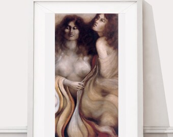 Two Women, Print, Color, Drawing, Illustration, figurative, home, office, decor, wall art, art, artwork, fun, female