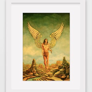Arizona Angel - Oil Painting, Fine Art Signed Print, color, canvas, male, figurative, portrait, artwork, home, office, decor, wall art