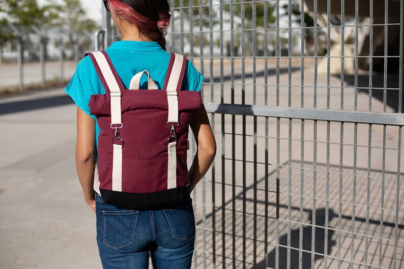 15 Laptop backpack for everyday use bordeux lightweight canvas for bike Roll top city backpack burgundy womens rolltop backpack