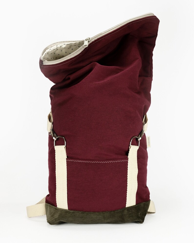 15 Laptop backpack for everyday use bordeux lightweight canvas for bike Roll top city backpack burgundy womens rolltop backpack